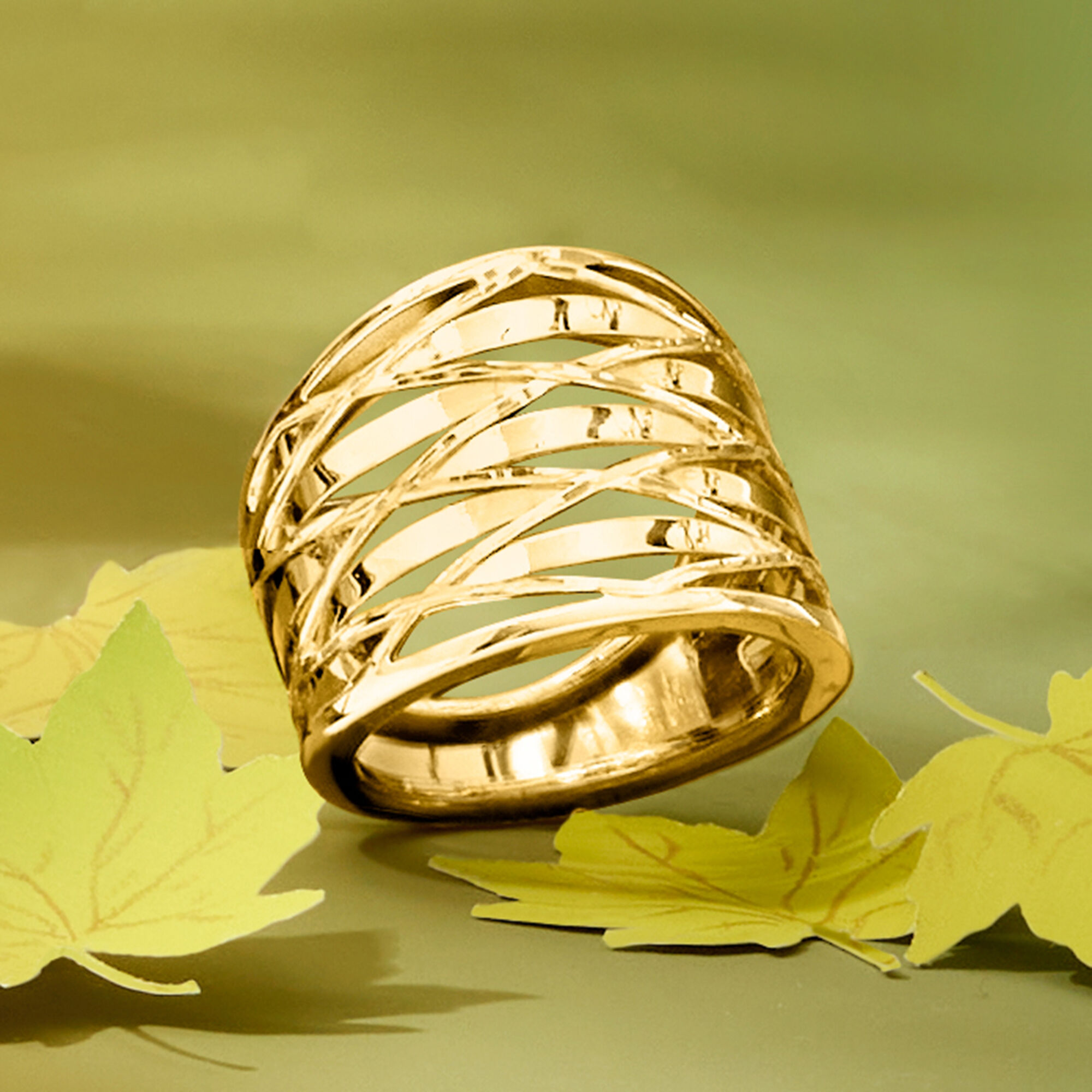 Ross-Simons イタリアン14Kイエローゴールドフローラルロックペーパークリップリンクネックレス, ゴールド, 不明並行輸入