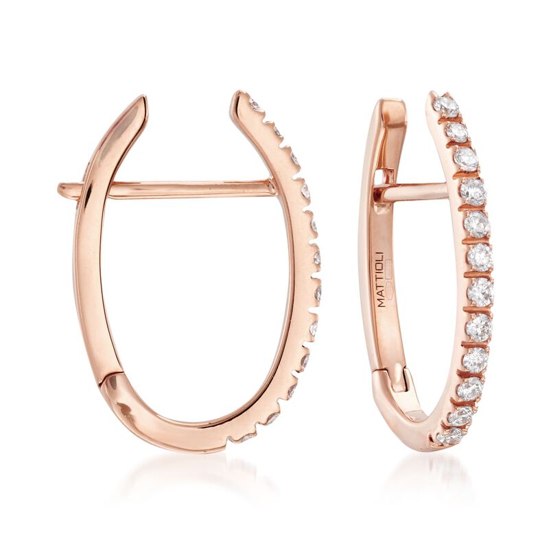 Mattioli &quot;Puzzle&quot; .34 ct. t.w. Cognac Diamond Earrings in 18kt Rose Gold with Three Interchangeable Drops: Black Onyx and Multicolored Mother-Of-Pearl image number 4