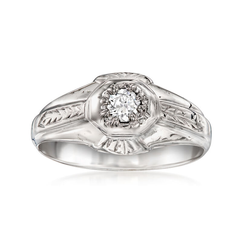 C. 1970 Vintage .15 Carat Diamond Ring in 18kt White Gold. Size 7.5 image number 0