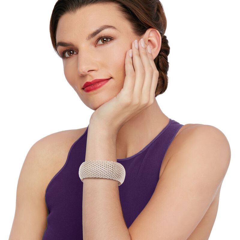 C. 2000 Vintage Tiffany Jewelry "Somerset" Wide Mesh Bangle Bracelet in Sterling Silver image number 1