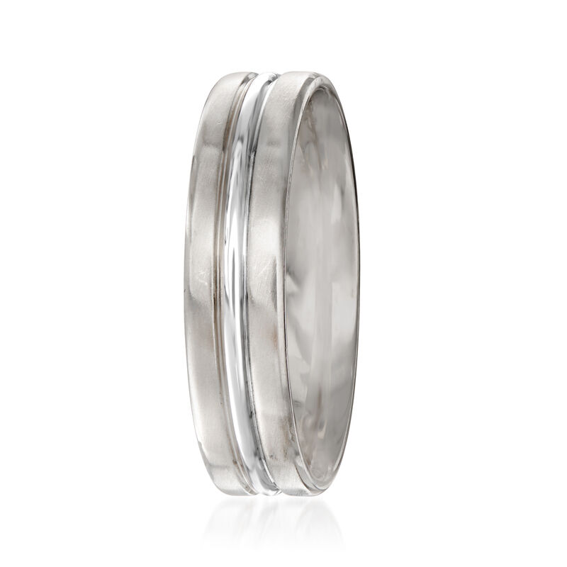 Men's 6mm Platinum and 18kt White Gold Wedding Ring image number 1