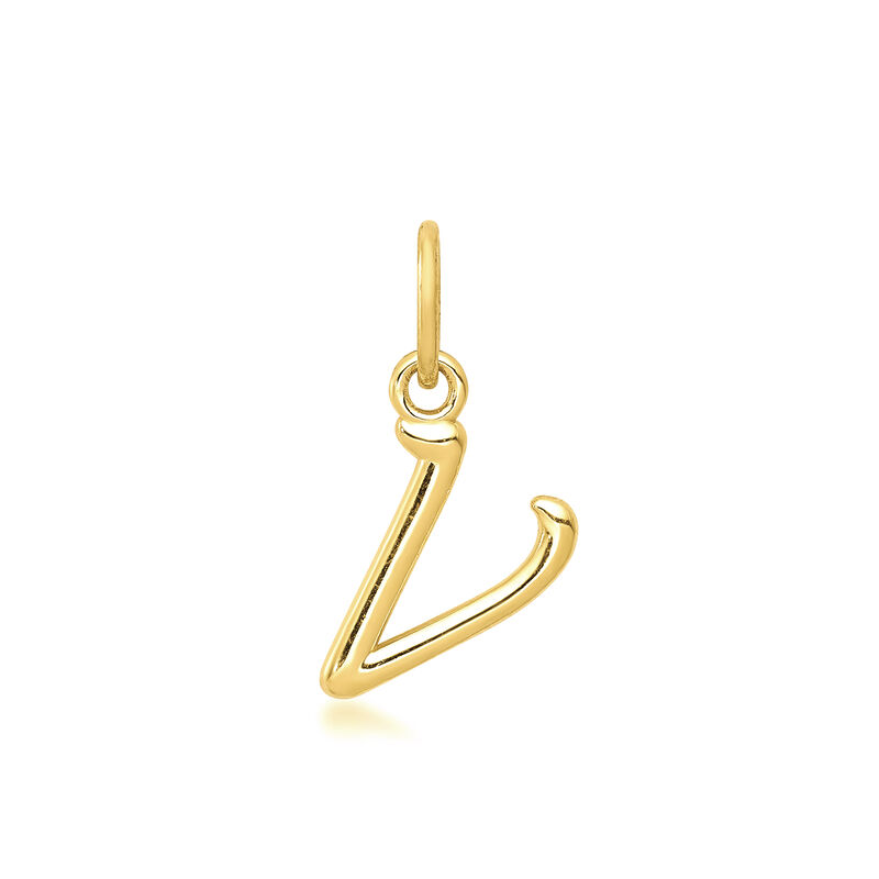 V - 10kt Yellow Gold Script Initial Pendant | Ross Simons