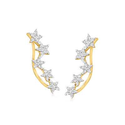 .25 ct. t.w. Diamond Star Ear Climbers in 14kt Yellow Gold