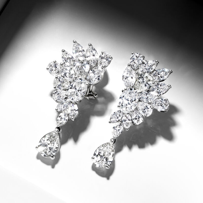 11.00 ct. t.w. Lab-Grown Diamond Cluster Drop Earrings in 14kt White Gold image number 4