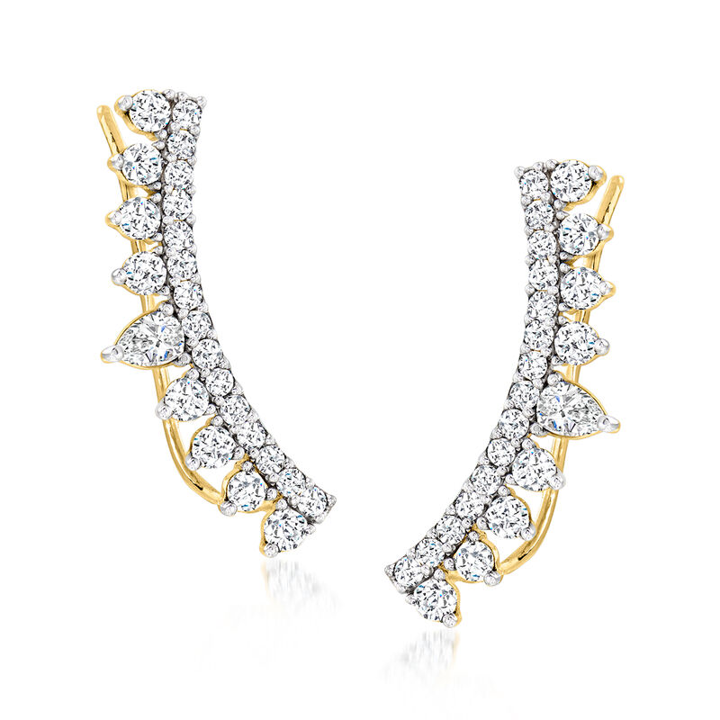1.00 ct. t.w. Diamond Ear Climbers in 14kt Yellow Gold image number 0