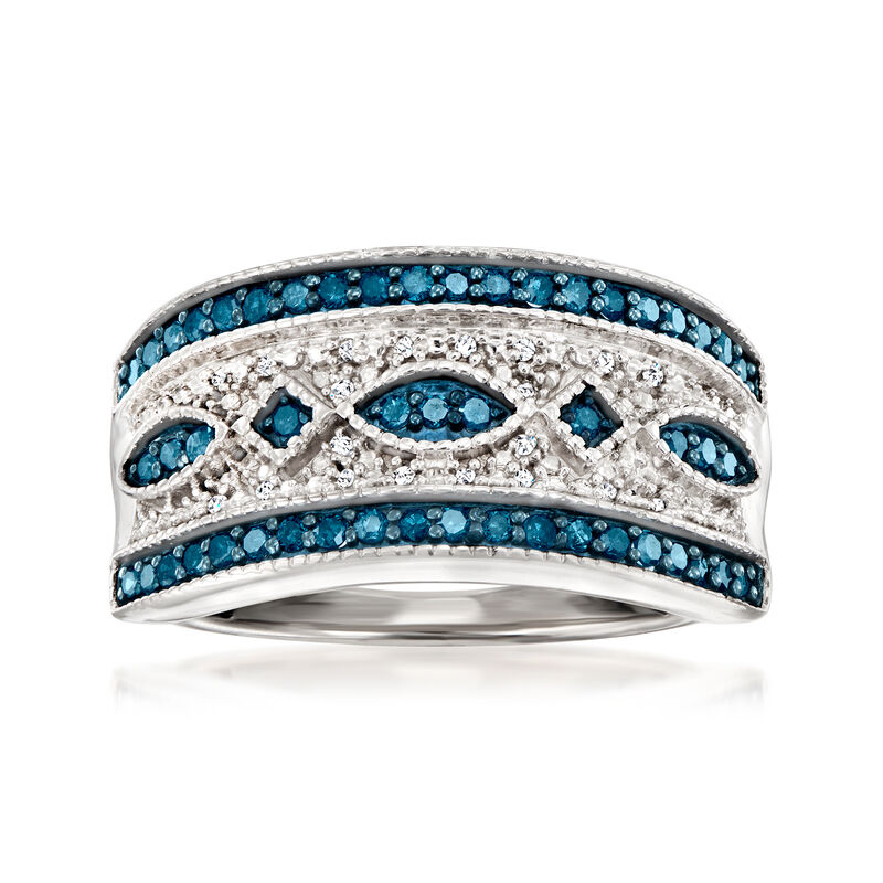.50 ct. t.w. Blue and White Diamond Ring in Sterling Silver image number 0