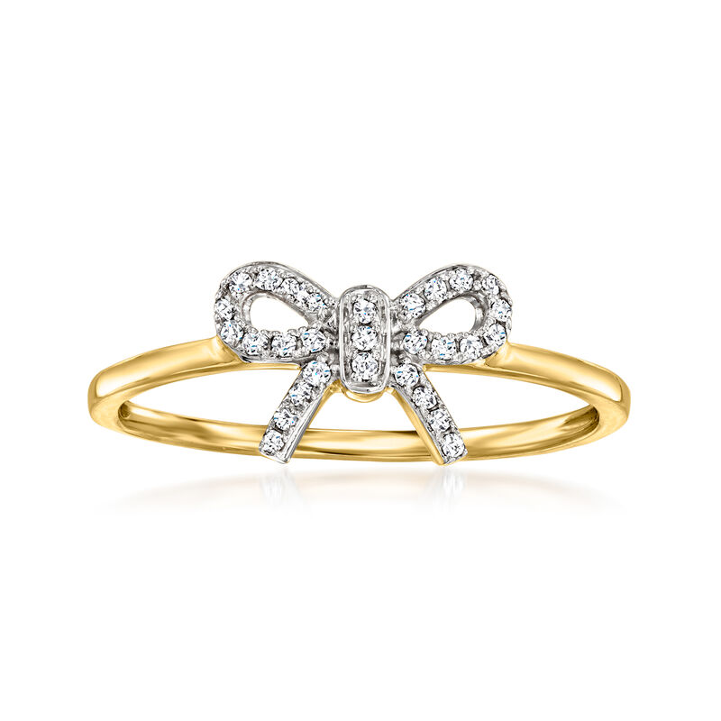 Diamond Bow Ring in 14kt Yellow Gold. Size 10 image number 0