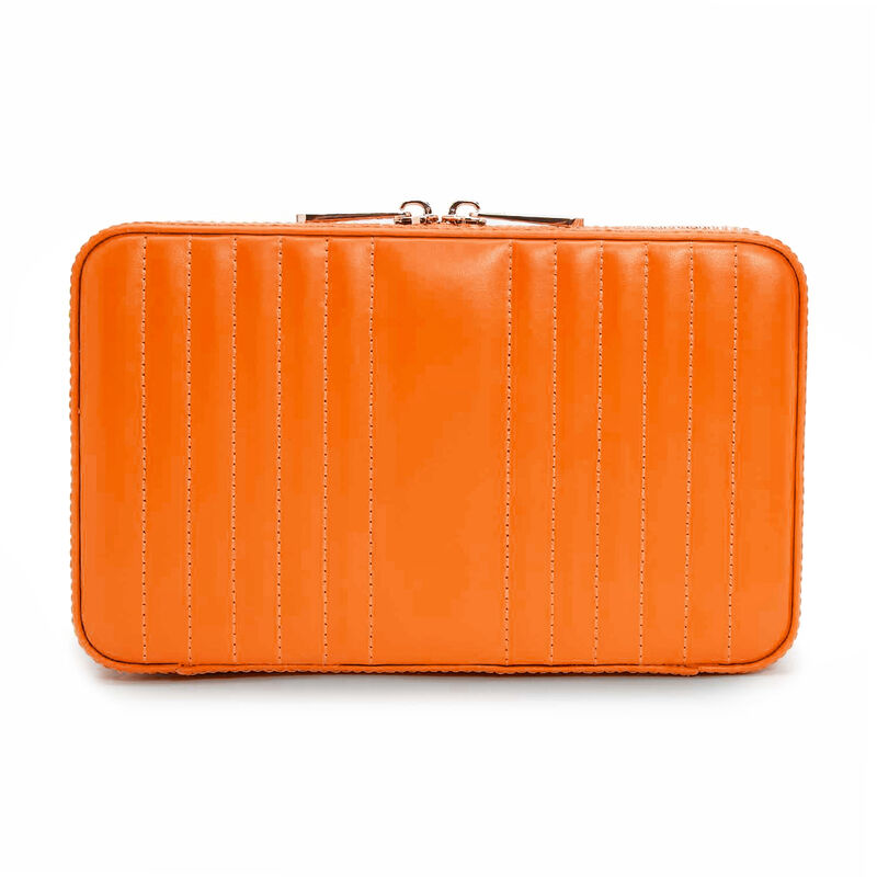 WOLF &quot;Maria&quot; Orange Leather Medium Jewelry Zip Case  image number 3