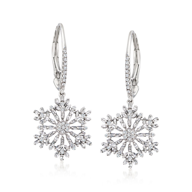 .50 ct. t.w. Diamond Snowflake Drop Earrings in Sterling Silver image number 0