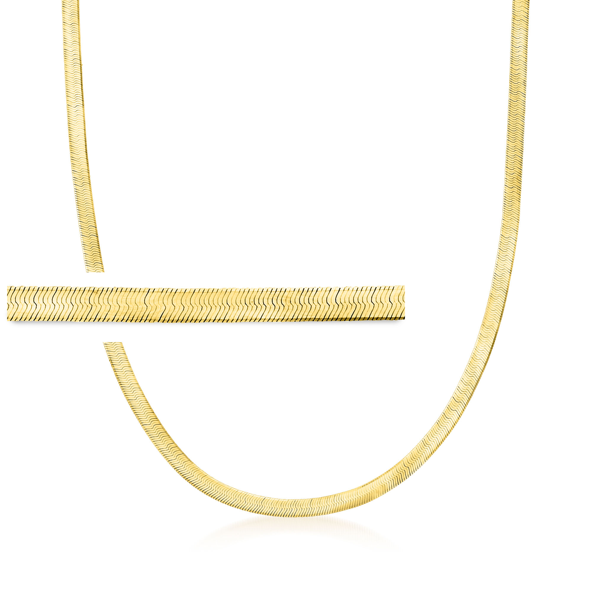 4mm 14kt Yellow Gold Herringbone Necklace | Ross Simons