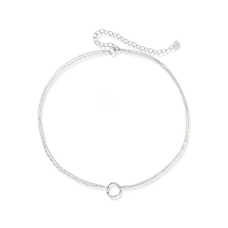 Sterling Silver Open Circle Choker Necklace. 12&quot; image number 1