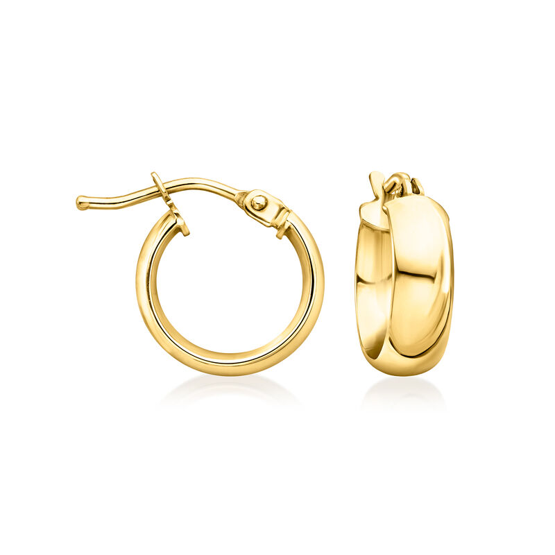 Italian 10kt Yellow Gold Domed Hoop Earrings. 3/8&quot; image number 0