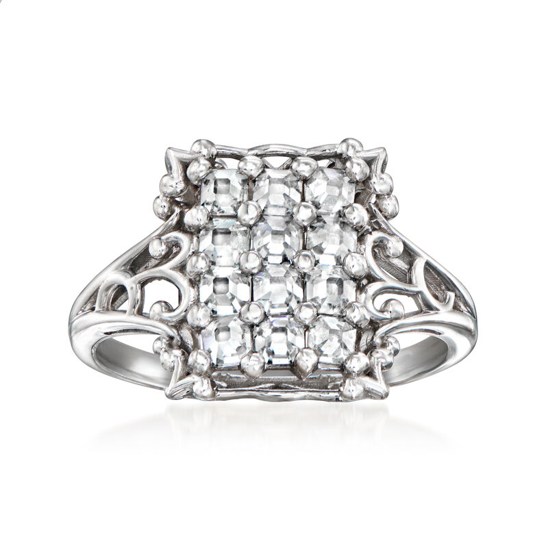 C. 1990 Vintage .72 ct. t.w. Diamond Cluster Ring in 18kt White Gold. Size 6.5 image number 0