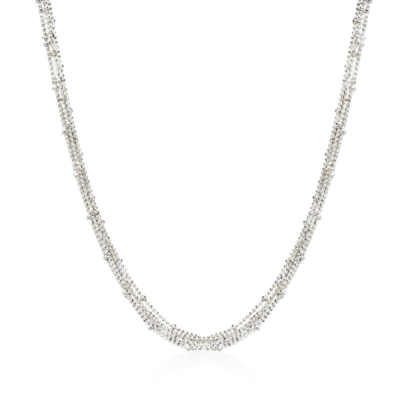 Italian Sterling Silver Seven Strand Bead Chain Necklace. 18&quot; image number 6