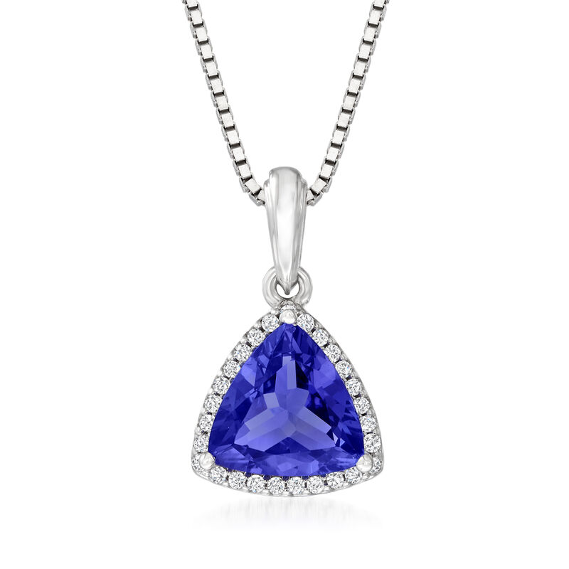 2.07 Carat Tanzanite Pendant Necklace with .14 ct. t.w. Diamonds in 14kt White Gold image number 0