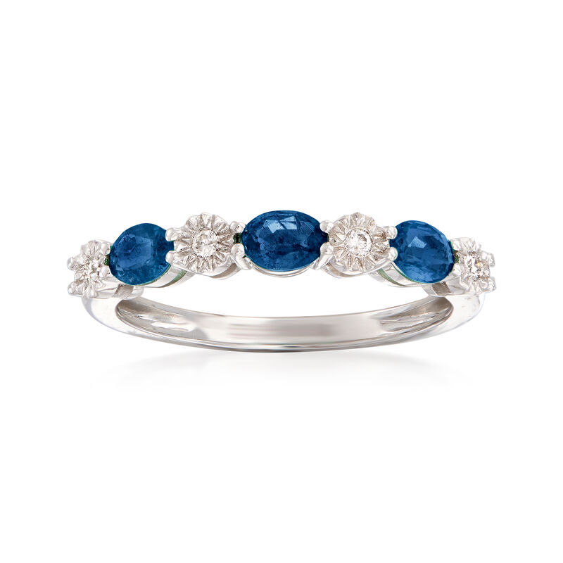 .60 ct. t.w. Sapphire and Diamond-Accented Stackable Ring in 14kt White Gold image number 0