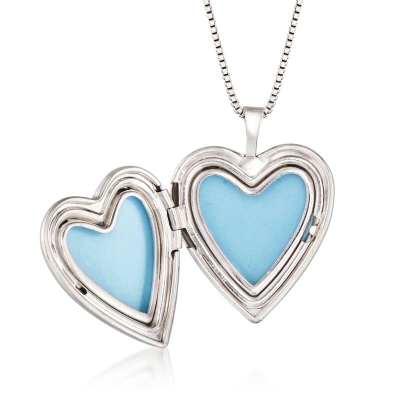 Sterling Silver Mom & Me Jewelry Set: Two Butterfly Heart Locket Necklaces with Enamel. 14&quot;-18&quot; image number 4