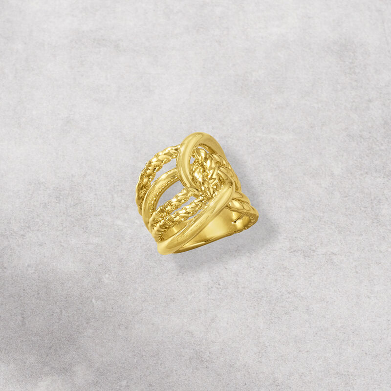 Italian Andiamo 14kt Yellow Gold Over Resin Interlocking Ring image number 5