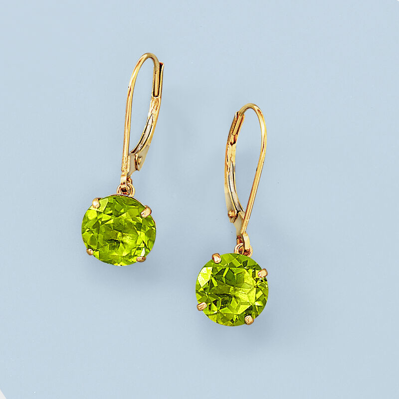 3.90 ct. t.w. Peridot Drop Earrings in 14kt Yellow Gold image number 2