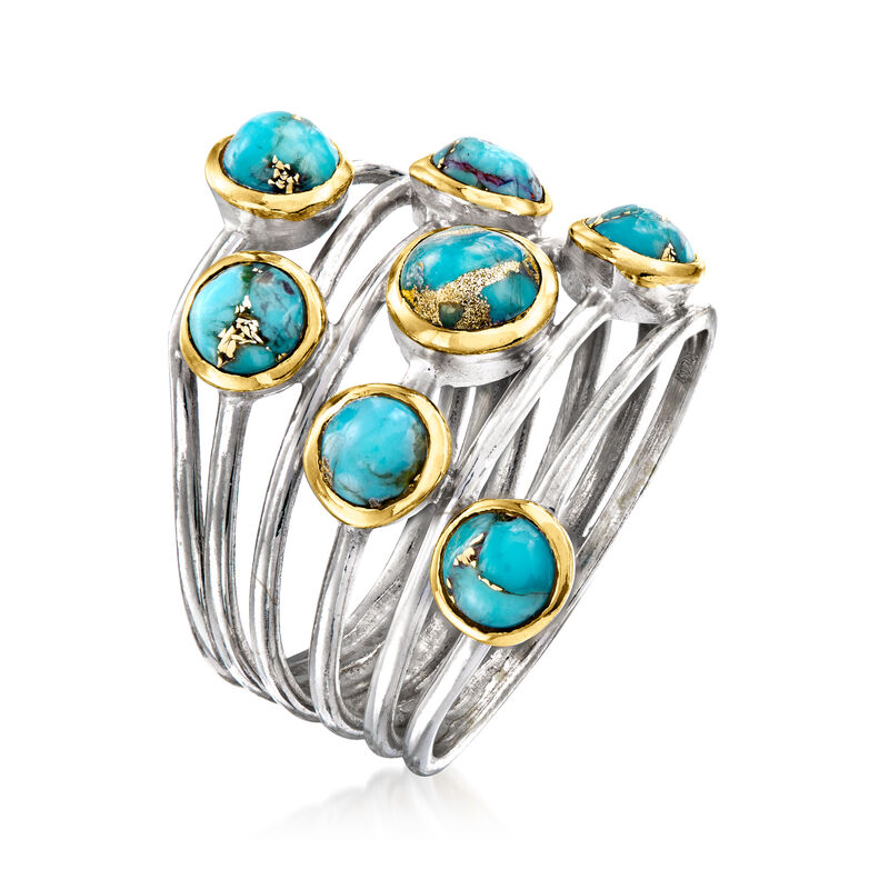 Turquoise Highway Ring in Sterling Silver and 18kt Gold Over Sterling image number 2
