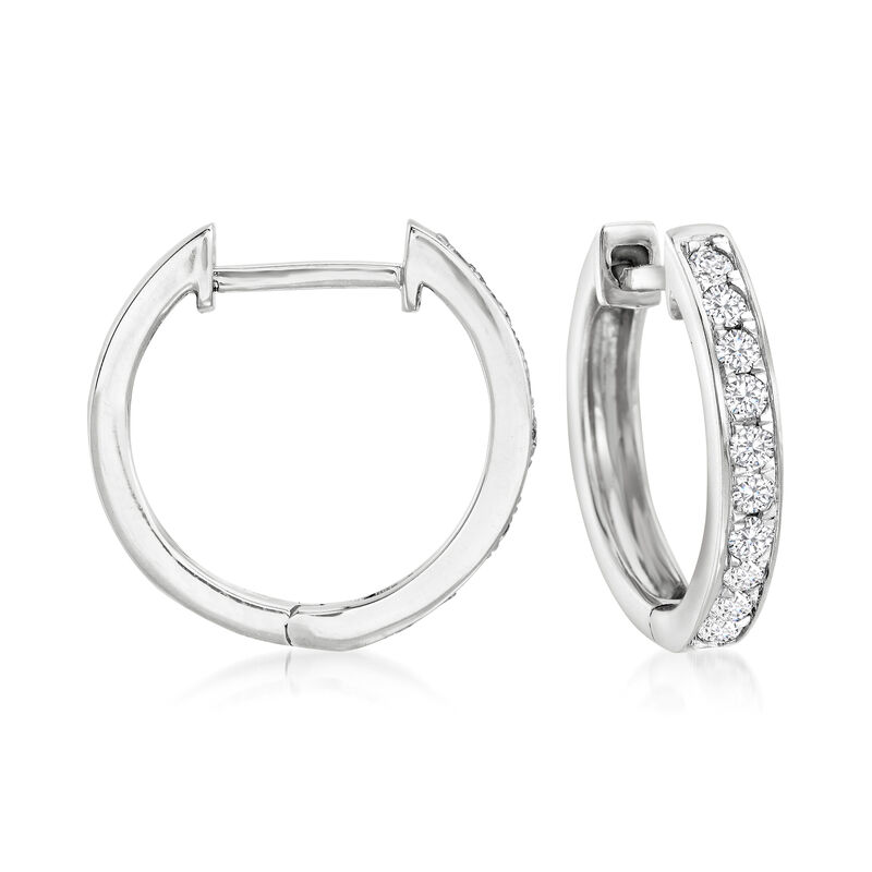 .25 ct. t.w. Diamond Huggie Hoop Earrings in 14kt White Gold. 1/2&quot; image number 0