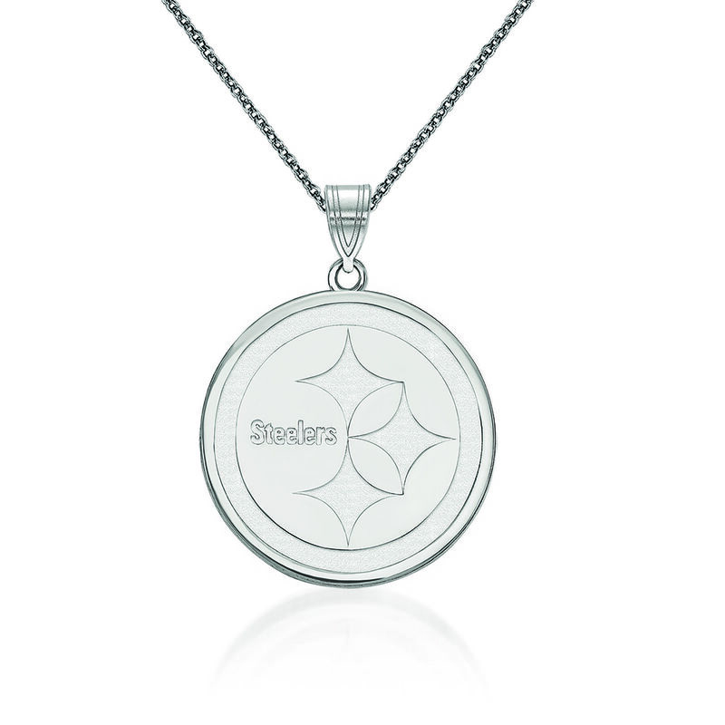 14kt White Gold NFL Pittsburgh Steelers Pendant Necklace. 18&quot; image number 0