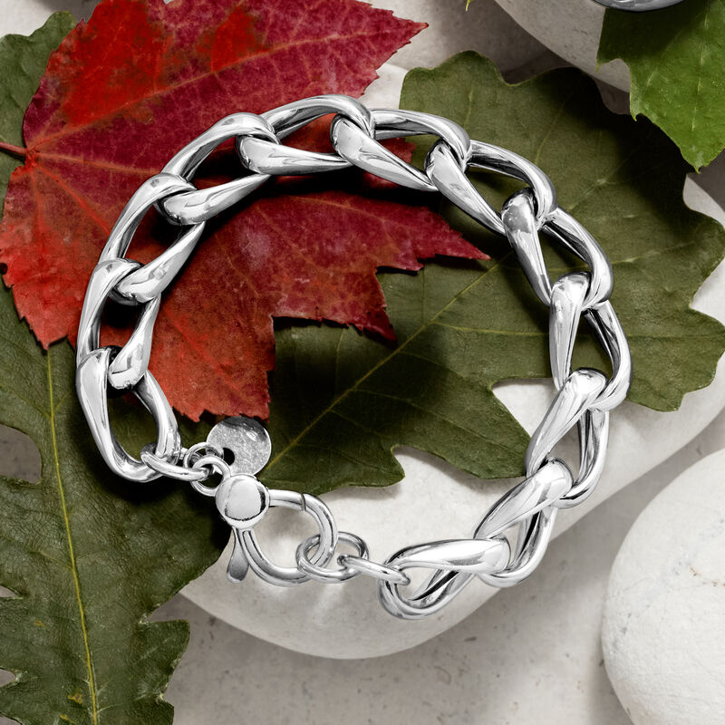 Italian Sterling Silver Curb-Link Bracelet image number 2