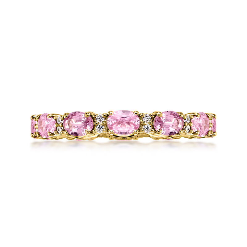 2.00 ct. t.w. Pink Sapphire Eternity Band with .12 ct. t.w. Diamonds in 14kt Yellow Gold image number 0
