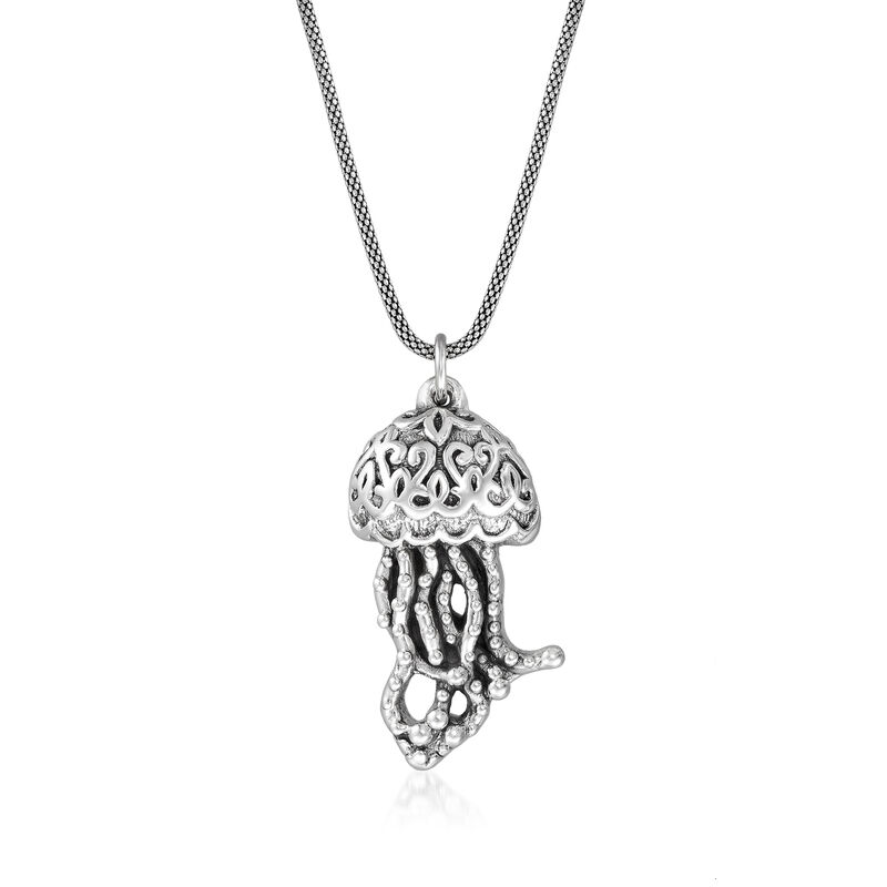 Sterling Silver Jellyfish Pendant Necklace image number 0