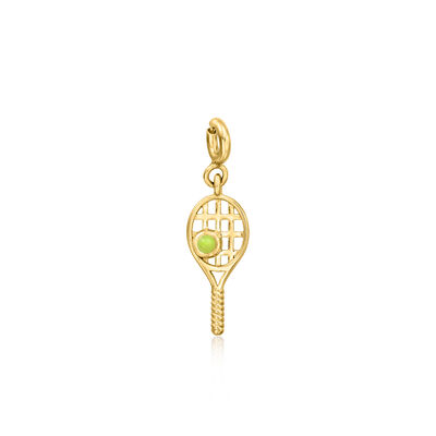 18kt Gold Over Sterling Tennis Racket Charm with Yellow Quartz