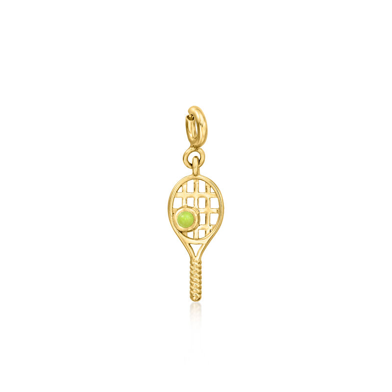 18kt Gold Over Sterling Tennis Racket Charm with Yellow Quartz image number 1