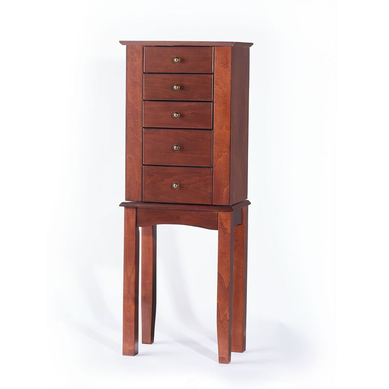 Walnut Simple Tradition 4-Drawer Jewelry Armoire image number 0