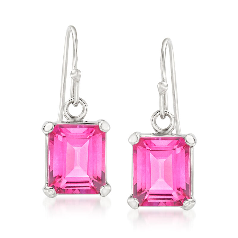 7.00 ct. t.w. Pink Topaz Drop Earrings in Sterling Silver image number 0