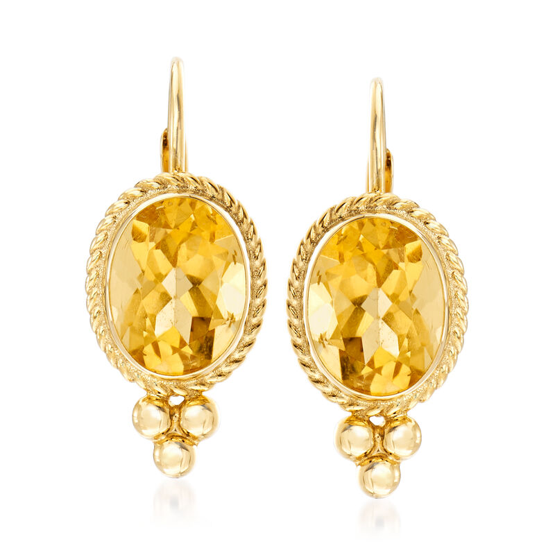 3.20 ct. t.w. Citrine Roped-Edge Earrings in 14kt Yellow Gold image number 0