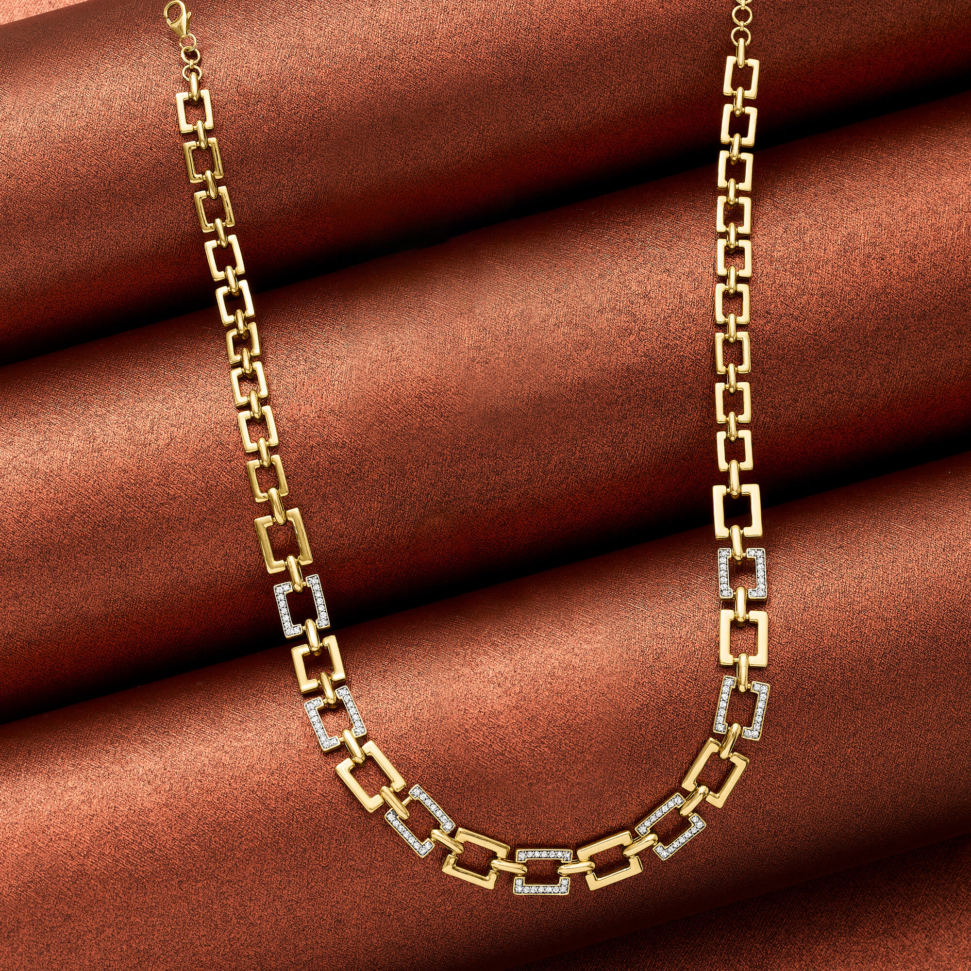 1.00 ct. t.w. Diamond Rectangular-Link Necklace in 18kt Gold