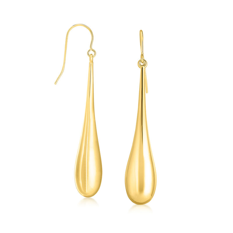 10kt Yellow Gold Elongated Teardrop Earrings image number 1
