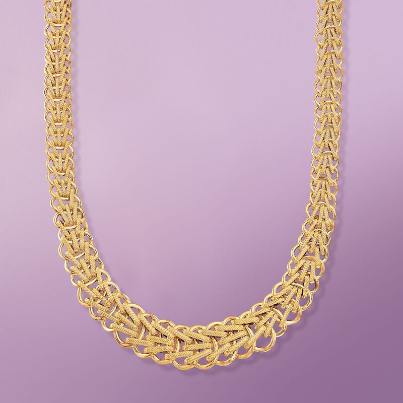 Italian 18kt Yellow Gold Graduated Braid-Link Necklace. 18&quot; image number 2