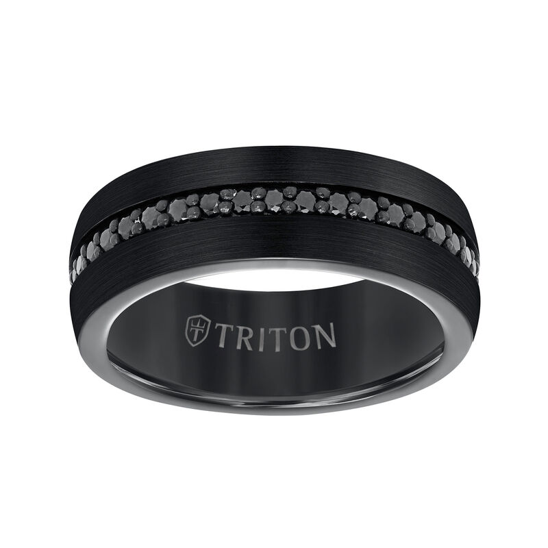 Men's .95 ct. t.w. Black Sapphire Wedding Band in Black Tungsten Carbide image number 0