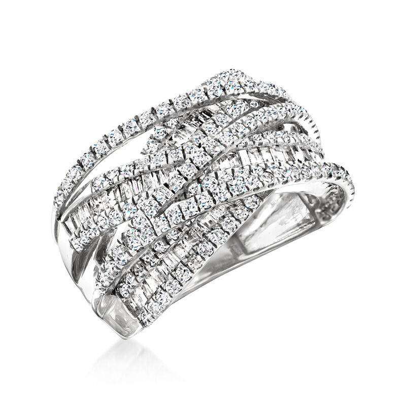 2.00 ct. t.w. Round and Baguette Diamond Highway Ring in 14kt White Gold image number 3
