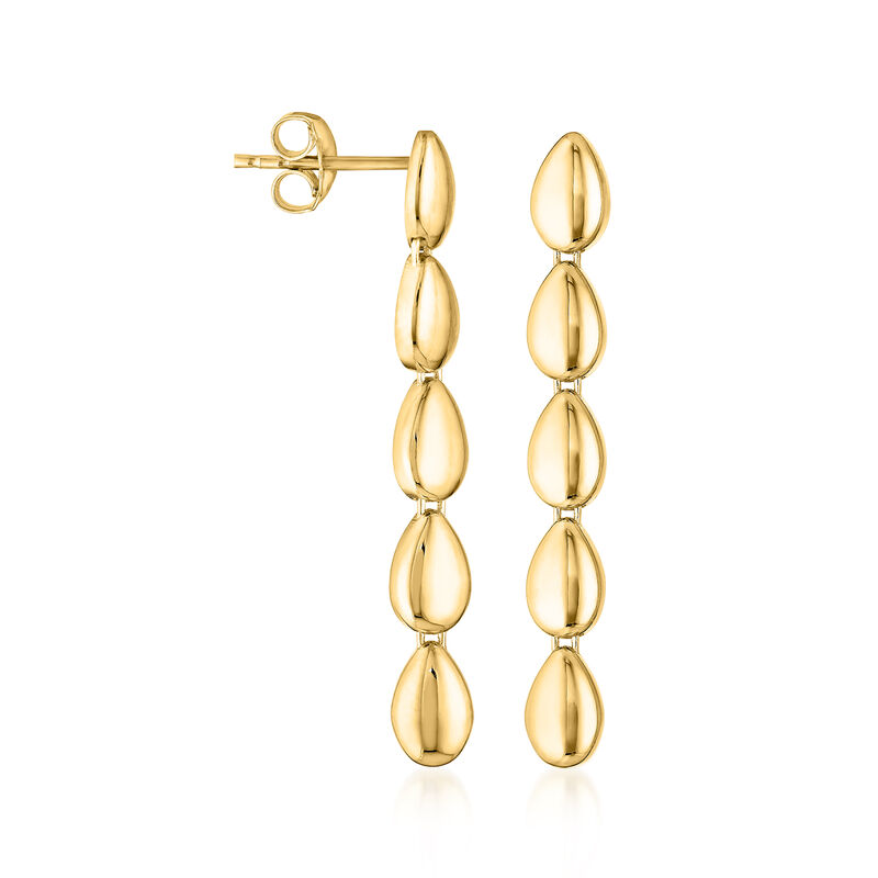 14kt Yellow Gold Linear Teardrop Earrings image number 1