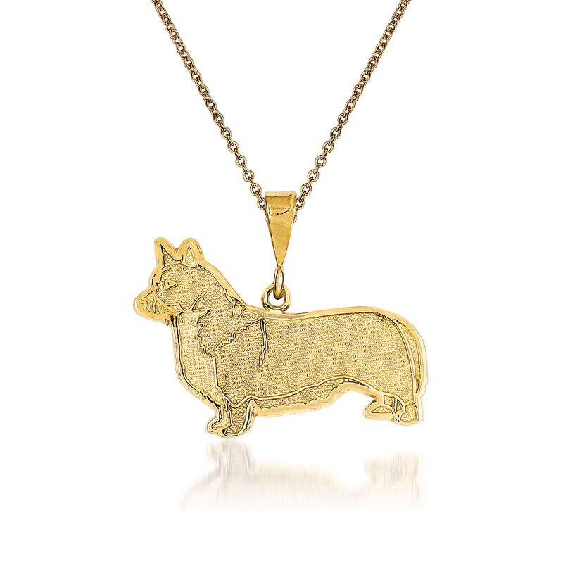 14kt Yellow Gold Welsh Corgi Pendant Necklace image number 0