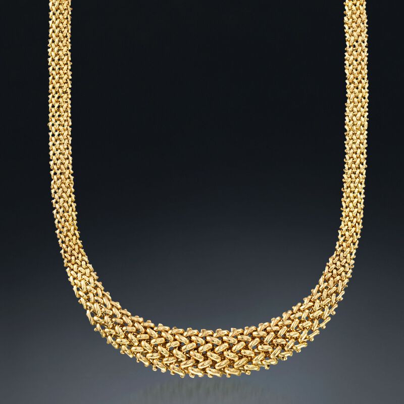 Italian 14kt Yellow Gold Graduated Riso Necklace image number 2