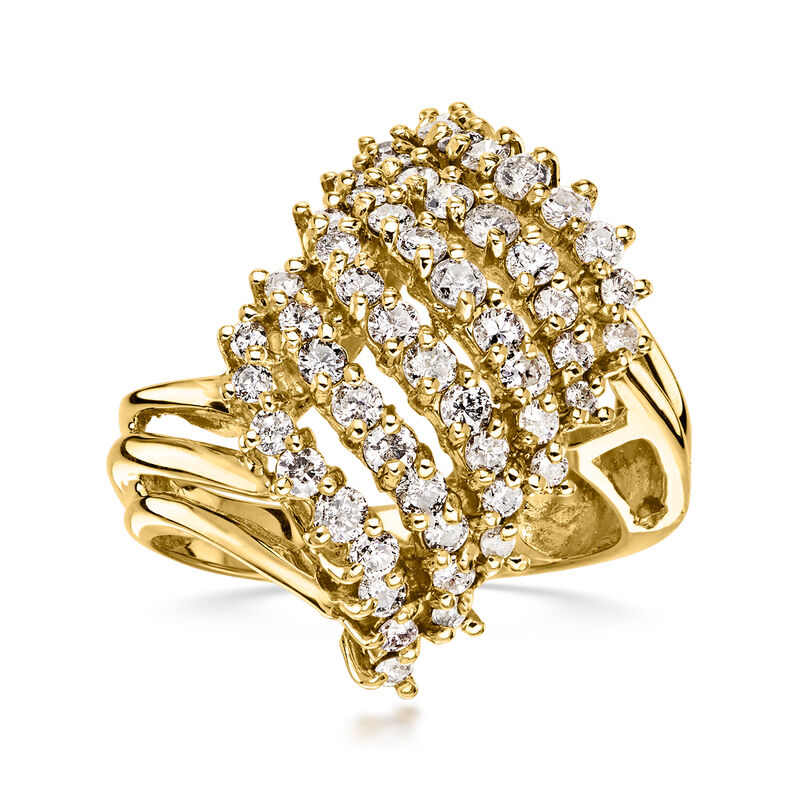 C. 1980 Vintage 1.00 ct. t.w. Diamond Cluster Ring in 14kt Yellow Gold. Size 6 image number 0