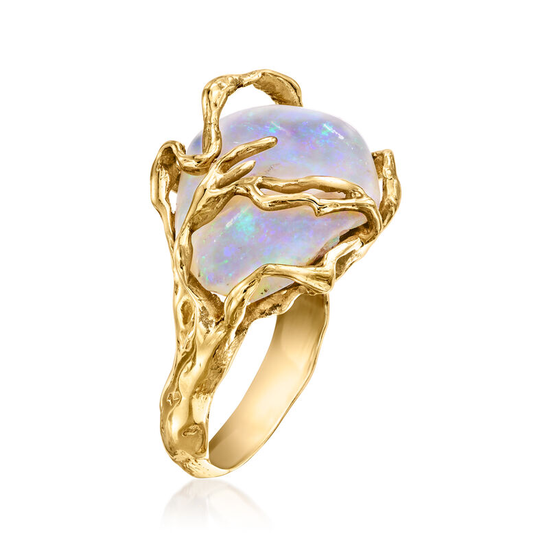 C. 1980 Vintage Opal Ring in 14kt Yellow Gold. Size 7 image number 2