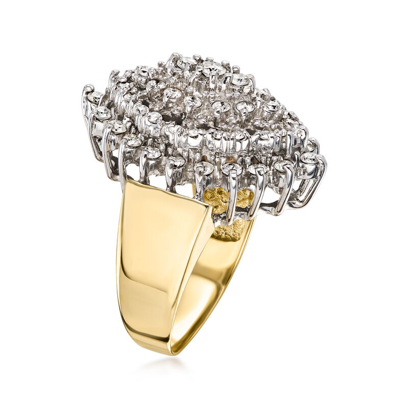 C. 1980 Vintage 1.25 ct. t.w. Diamond Navette Ring in 14kt Yellow Gold. Size 6.25 image number 2