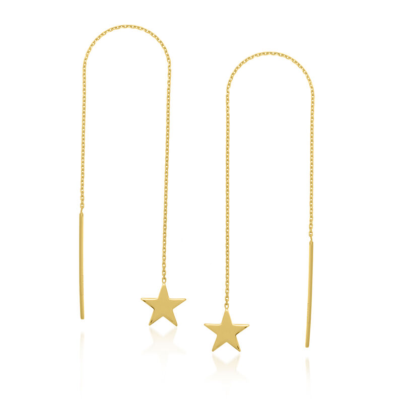 14kt Yellow Gold Star Threader Earrings image number 0