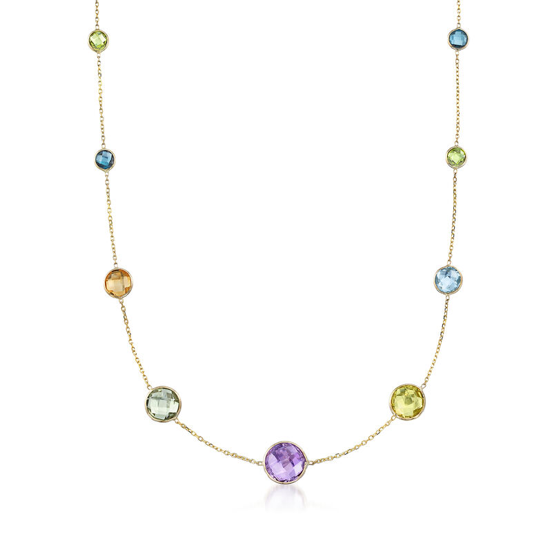 45.80 ct. t.w. Multi-Stone Bezel-Set Necklace in 14kt Yellow Gold image number 0