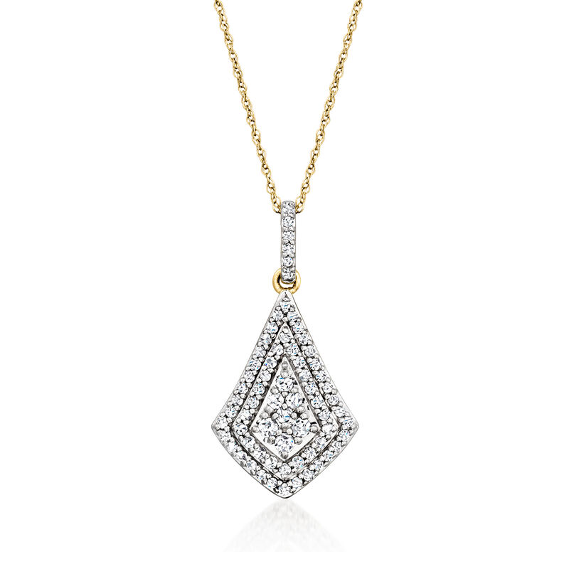 .50 ct. t.w. Diamond Kite-Shaped Pendant Necklace in 14kt Yellow Gold. 18&quot; image number 0
