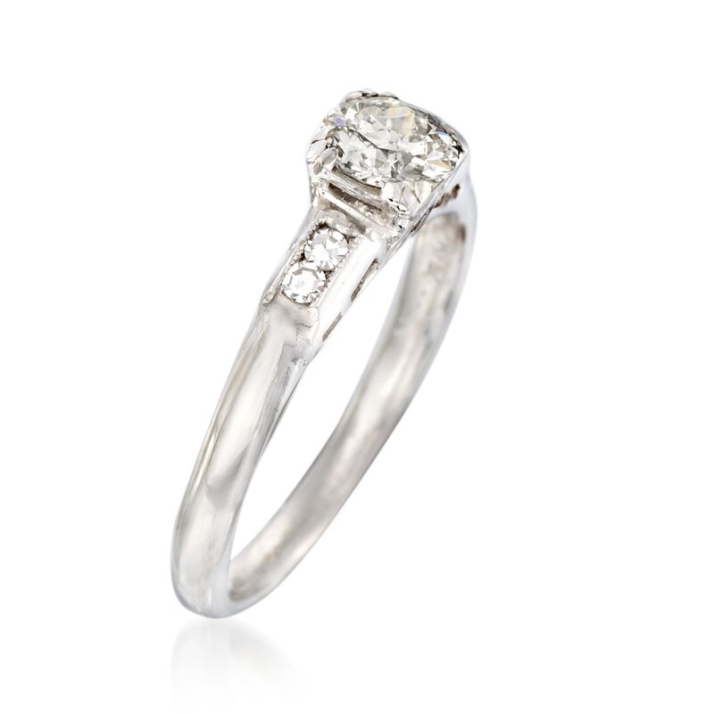 C. 1950 Vintage .56 ct. t.w. Diamond Engagement Ring in 14kt White Gold image number 2