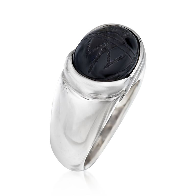 Black Onyx Scarab Ring in Sterling Silver image number 2